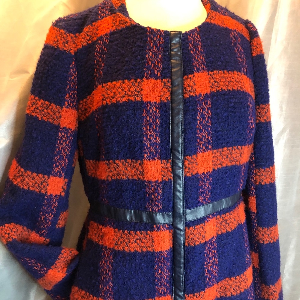 ModCloth wool with leather trim coat. Size large. Snap closure - Picture 2 of 16